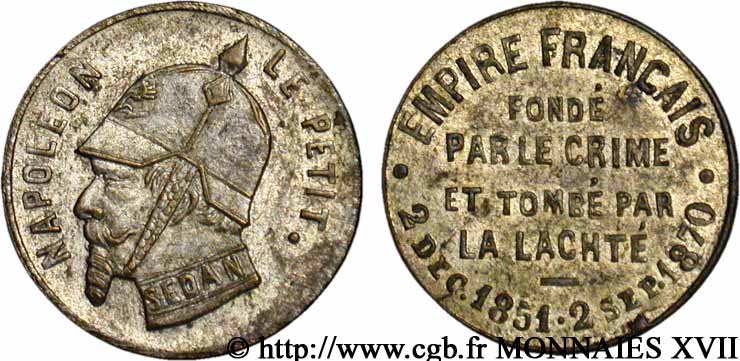 SATIRICAL COINS - 1870 WAR AND BATTLE OF SEDAN Médaille satirique AU