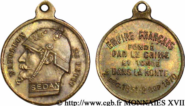 SATIRICAL COINS - 1870 WAR AND BATTLE OF SEDAN Médaille satirique AU