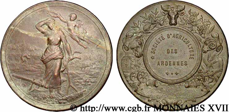 AGRICULTURAL, HORTICULTURAL, FISHING AND HUNTING SOCIETIES Médaille de la société d’agriculture des Ardennes AU