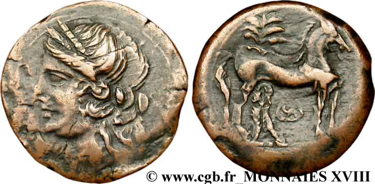 ZEUGITANIA - CARTAGE Triple shekel de bronze XF