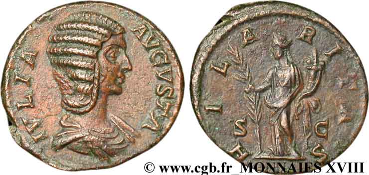 JULIA DOMNA Moyen Bronze, dupondius ou as, (MB, Æ 25) SUP