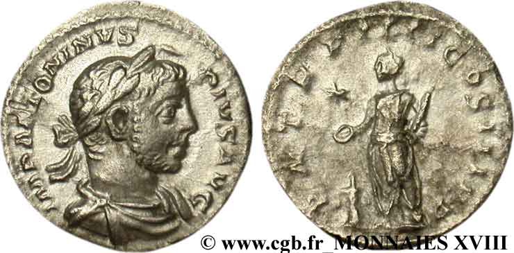 ELAGABALUS Denier AU/XF