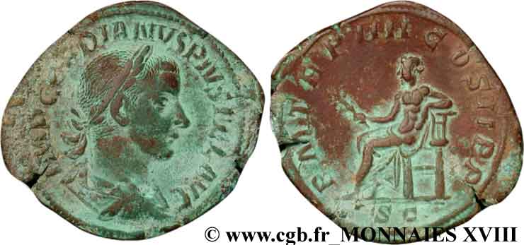 GORDIANO III Sesterce, (GB, Æ 33) q.SPL