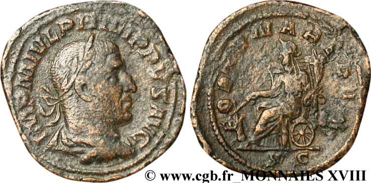 PHILIPPUS I. ARABS Sesterce, (GB, Æ 32) fSS