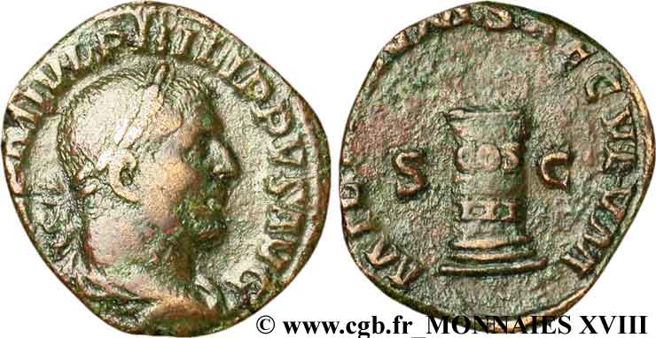 PHILIPPUS I. ARABS Sesterce, (GB, Æ 29) fSS