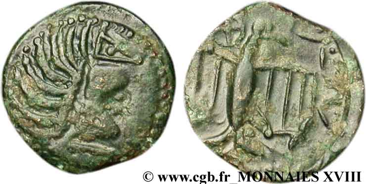GALLIA - CARNUTES (Regione della Beauce) Bronze à l’aigle et à la rouelle, tête à droite XF