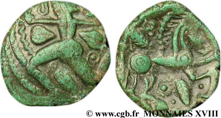 GALLIEN - BELGICA - BELLOVACI (Region die Beauvais) Bronze au personnage courant fVZ