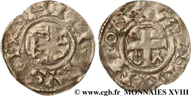 FILIPPO I Denier c.1101-1108 Dun-le-Roi XF