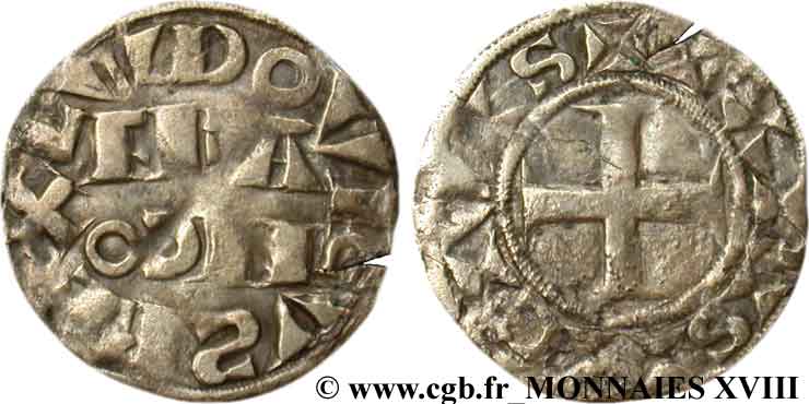 LUIGI VII  THE YOUNG  Denier, 3e type n.d. Paris q.BB/MB