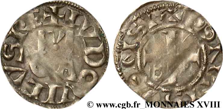 LUDWIG VII  THE YOUNG  Denier, 1er type n.d. Pontoise SS