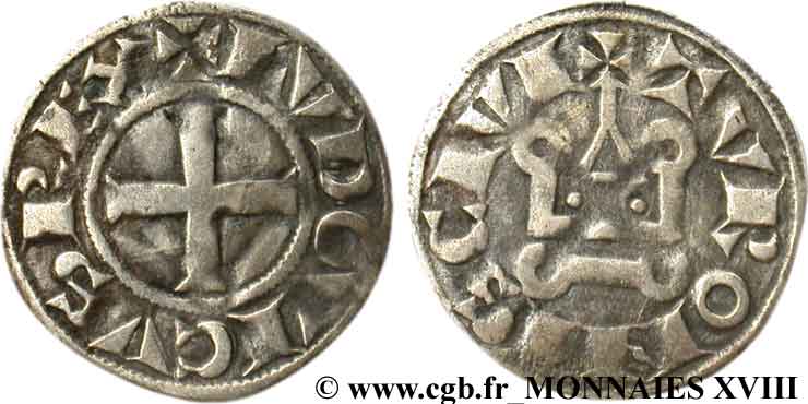 LOUIS VIII  THE LION  AND LOUIS IX  SAINT LOUIS  Denier tournois c.1223-1245  XF