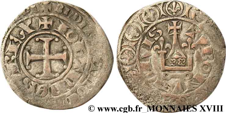 JUAN II  THE GOOD  Gros au châtel fleurdelisé 23/11/1356  BC+