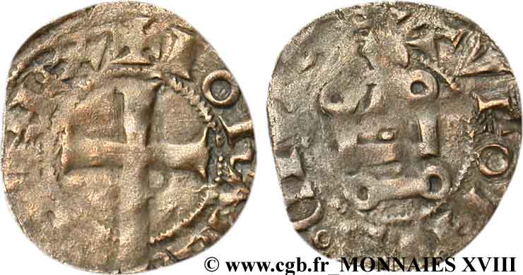 GIOVANNI II  THE GOOD  Denier tournois, 3e type 30/12/1355  VF/VF