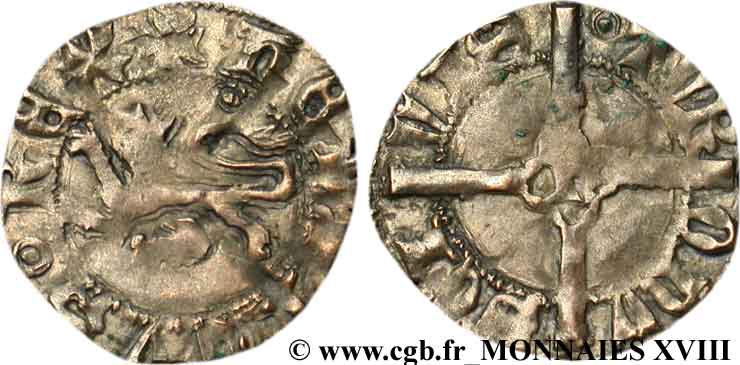 HENRY V DE LANCASTRE Demi-niquet ou demi-léopard 30/11/1421 Rouen TTB