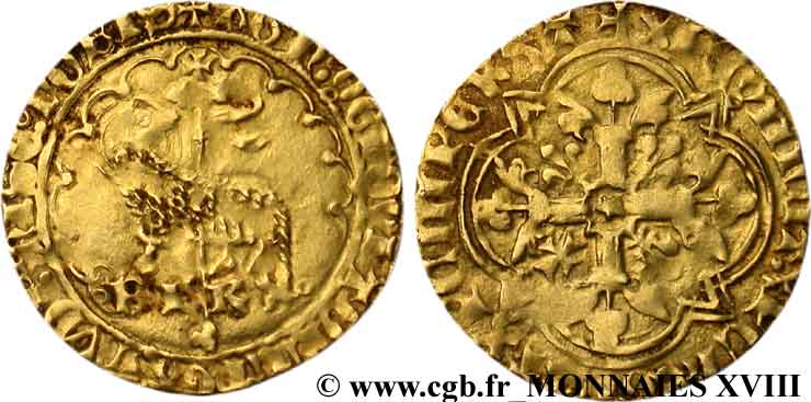 CHARLES, REGENCY - COINAGE WITH THE NAME OF CHARLES VI Agnel d or n.d. Montpellier q.BB