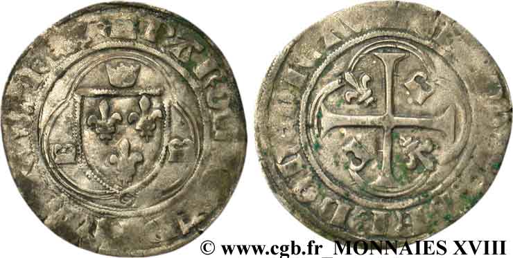 CHARLES VII LE BIEN SERVI / THE WELL-SERVED Blanc au briquet, 3e type n.d. Dijon VF