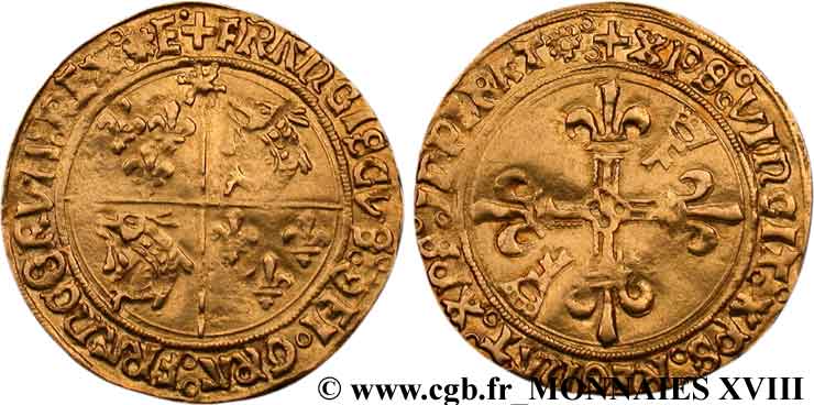 FRANCOIS I Écu d or au soleil du Dauphiné, 2e type 21/07/1519 Grenoble q.SPL
