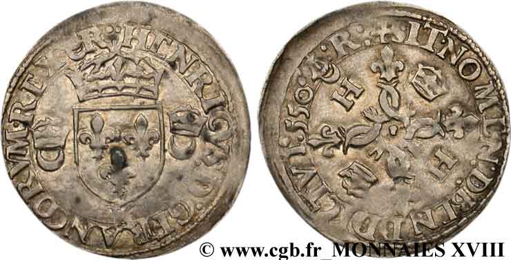 HENRY II Douzain aux croissants 1550 Bordeaux XF