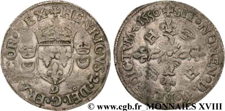 HENRY II Douzain aux croissants 1550 Rennes SS