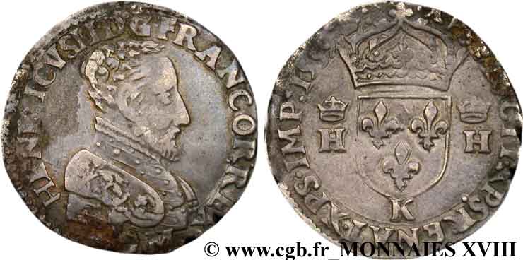 HENRI II (31/03/1547-10/07/1559) OU FRANÇOIS II (10/07/1559-4/12/1560) Teston à la tête nue, 3e type 1559 Bordeaux TTB
