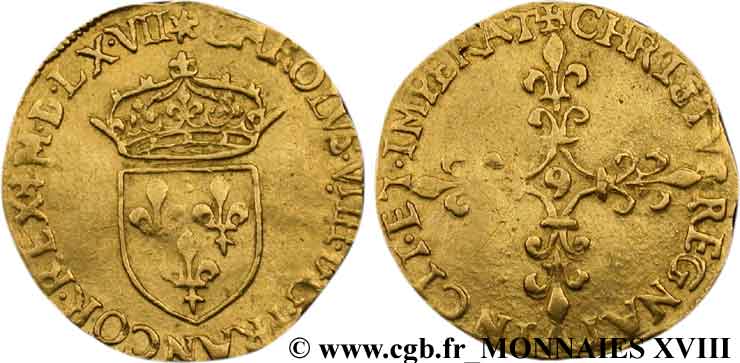 CHARLES IX Écu d or au soleil, 1er type 1567 (MDLXVII) Rennes SS/fSS