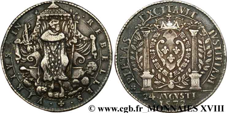 CHARLES IX Médaille de la Saint-Barthélemy 1572 Paris TB+/TTB