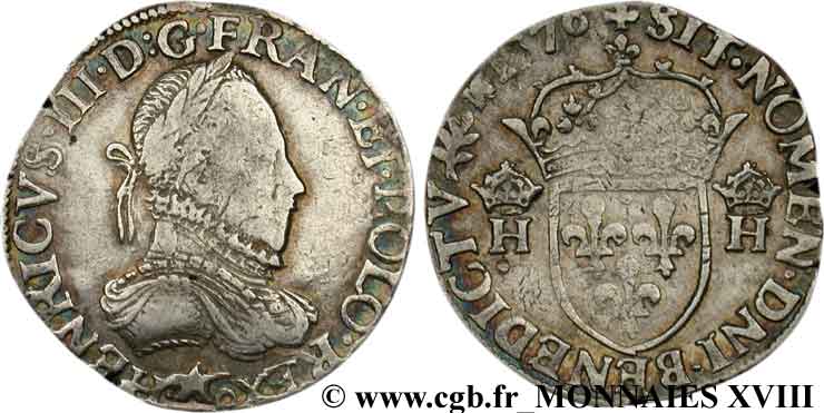 HENRY III Teston, 3e type, col gaufré 1576 Paris MBC