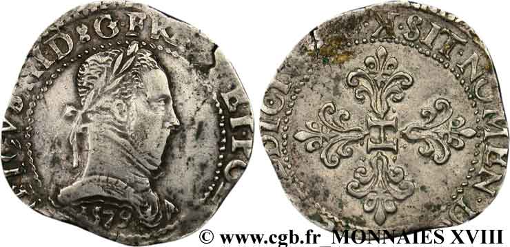 HENRY III Franc au col plat 1579 Bordeaux BC+