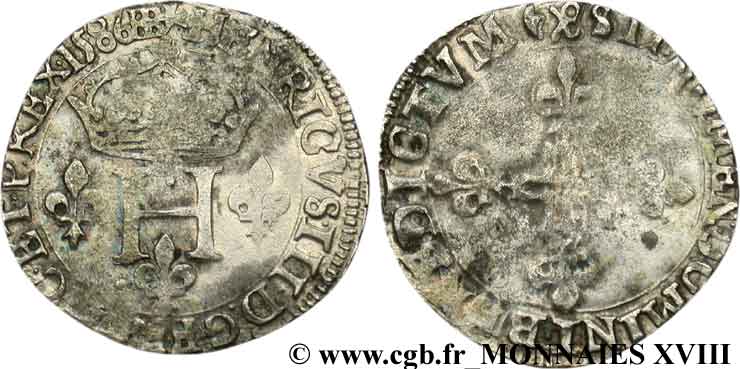 HENRI III Double sol parisis, 2e type 1586 Aix-en-Provence TB+