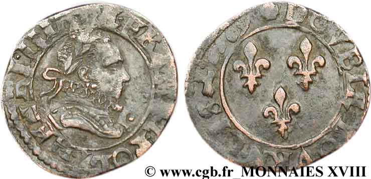 HENRI III Double tournois, type d’Amiens 1589 Amiens TB+