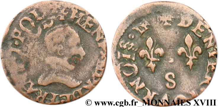 HENRY III Denier tournois, type de Troyes n.d. Troyes BC+/MBC