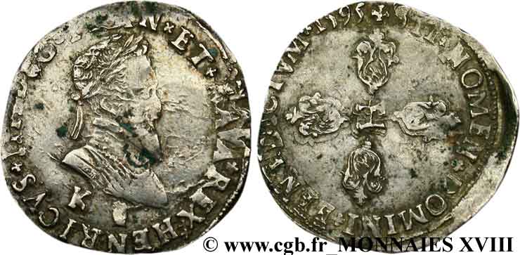 HENRI IV LE GRAND Demi-franc, 2e type de Bordeaux 1595 Bordeaux TTB