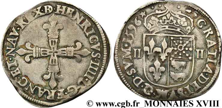 HENRI IV LE GRAND Quart d écu de Béarn 1596 Morlaàs TTB