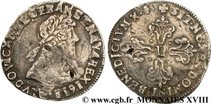 LOUIS XIII Demi-franc, 13e type 1639 Aix-en-Provence XF