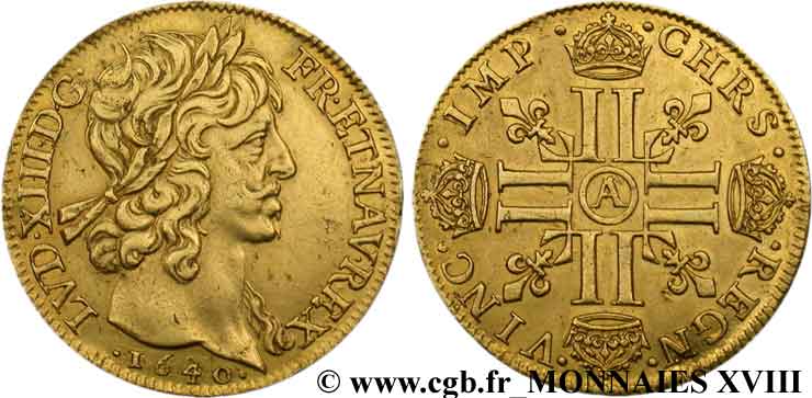 LOUIS XIII  Double louis d or aux huit L (effigie de Jean Warin) 1640 Paris, Monnaie du Louvre AU