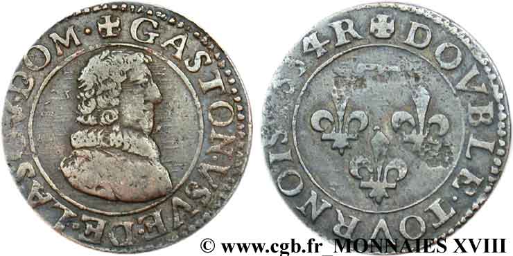 PRINCIPAUTY OF DOMBES - GASTON OF ORLEANS Double tournois, type 8 XF