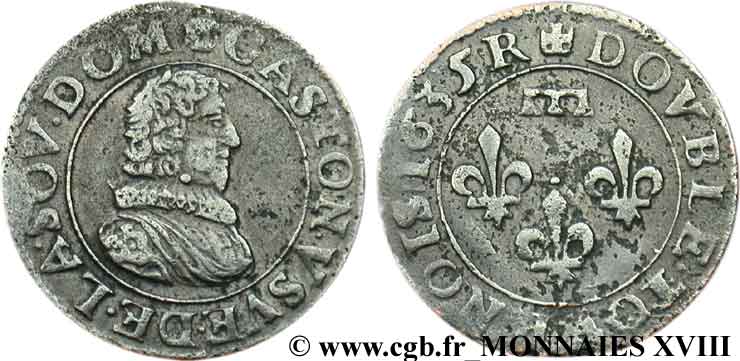PRINCIPAUTY OF DOMBES - GASTON OF ORLEANS Double tournois, type 8 SS