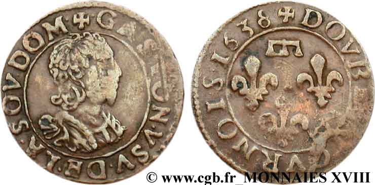 DOMBES - PRINCIPALITY OF DOMBES - GASTON OF ORLEANS Double tournois, type 13 XF