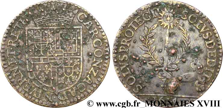 ARDENNES - PRINCIPAUTY OF ARCHES-CHARLEVILLE - CHARLES I OF GONZAGUE Jeton Br 28 VF