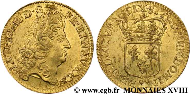 LOUIS XIV  THE SUN KING  Louis d or à l écu 1691 Amiens q.SPL