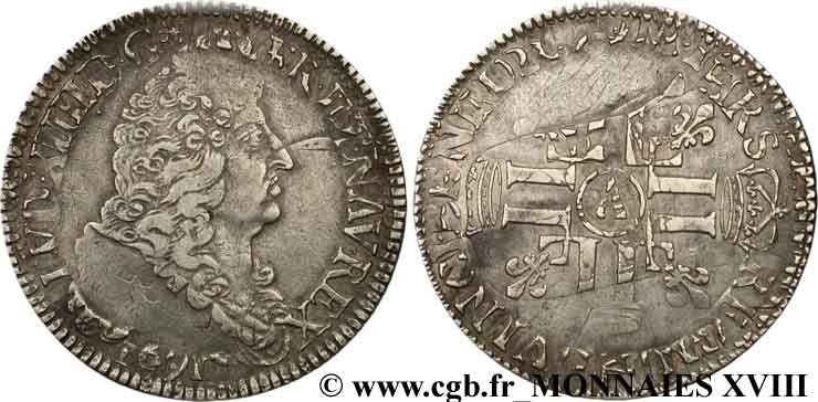 LOUIS XIV  THE SUN KING  Écu aux huit L, 1er type 1691 Paris SS