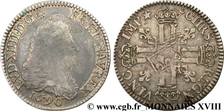 LOUIS XIV  THE SUN KING  Quart d écu aux huit L, 1er type, (type définitif) 1690 Paris MB/q.BB