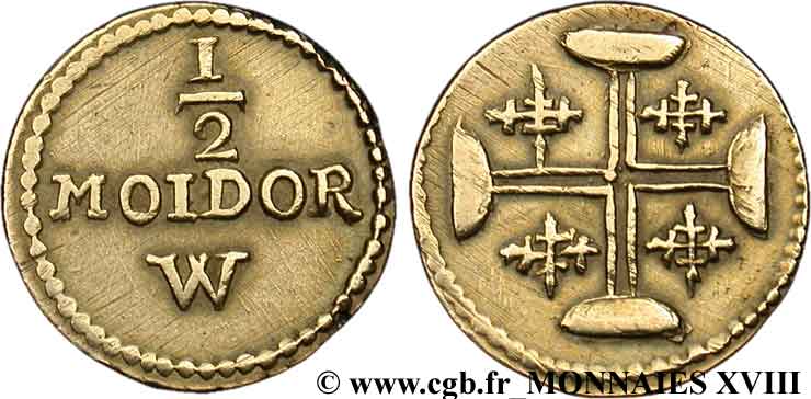 PORTUGAL AND BRAZIL - MONETARY WEIGHT Poids monétaire pour le demi-moidore dite “meia-moeda” ou pièce de 2000 réis (or) n.d.  AU