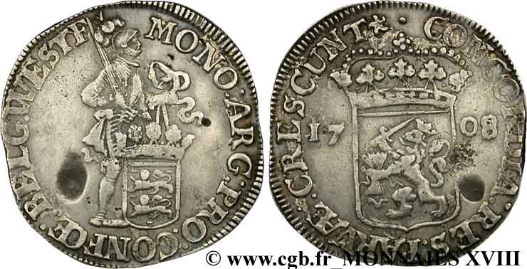 PROVINCES-UNIES - GUELDRE Ducat d argent 1708 Enkhuizen XF