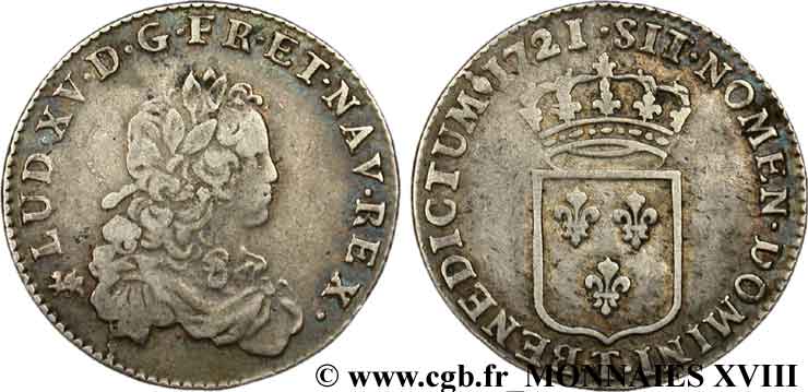 LOUIS XV DIT LE BIEN AIMÉ Tiers d écu de France 1721 Nantes TB+