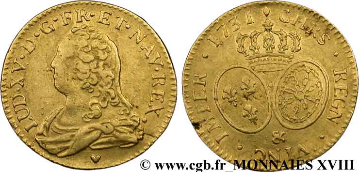 LOUIS XV DIT LE BIEN AIMÉ Louis d or aux écus ovales, buste habillé 1731 Aix-en-Provence TTB