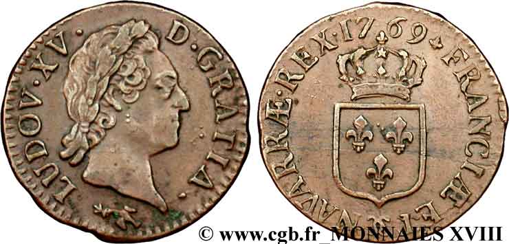 LOUIS XV  THE WELL-BELOVED  Demi-sol dit  à la vieille tête  1769 Besançon AU