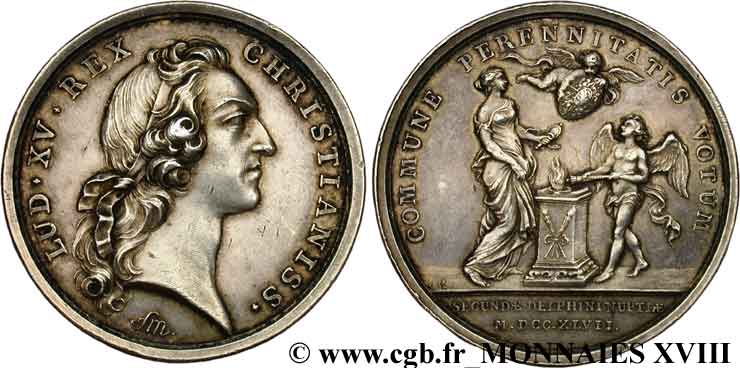 LOUIS XV  THE WELL-BELOVED  Médaille pour le second mariage du Dauphin Louis EBC