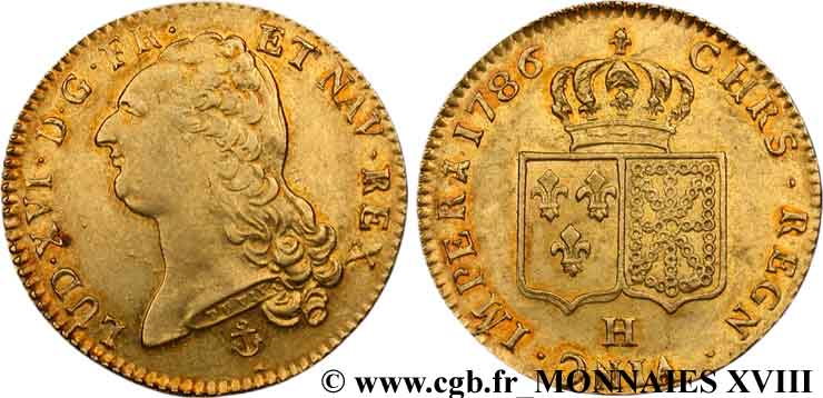 LOUIS XVI Double louis d’or aux écus accolés 1786 La Rochelle fVZ