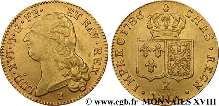LOUIS XVI Double louis d’or aux écus accolés 1786 Bordeaux q.SPL